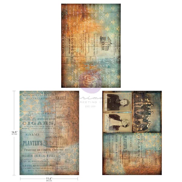 Finnabair x Prima | A3 Decoupage Kuitupaperisetti: Chestnut Street