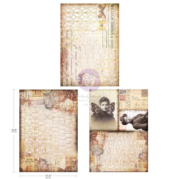 Finnabair x Prima | A3 Decoupage Kuitupaperisetti: Southampton Butterflies