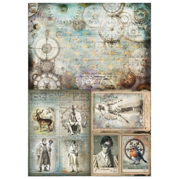 Finnabair x Prima | A3 Decoupage Kuitupaperisetti: Steam and Frost