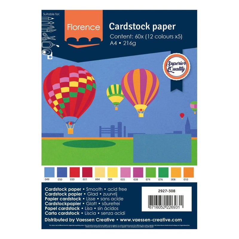 Florence | Sile&auml; Kartonkipaperi 216gsm A4 - Basic Monipakkaus