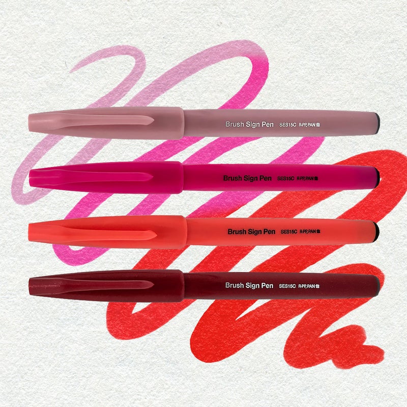 Pentel Brush Sign Pens Punaiset S&auml;vyt