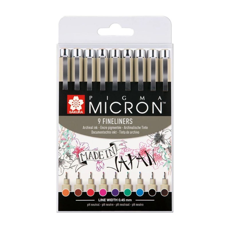 Sakura | Pigma Micron Set Colored Fineliners 0.45mm 9kpl