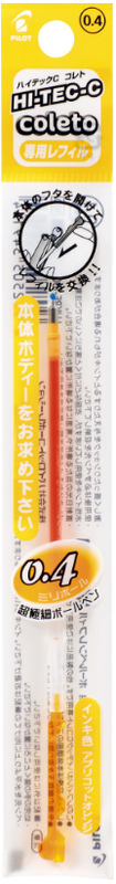 Pilot | Hi-Tec-C Coleto Refill: 0.4 mm Apricot Orange