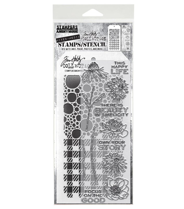 Stampers Anonymous & Tim Holtz | Leimasin- & Sapluunasetti: Bubbles Plaid Gingham