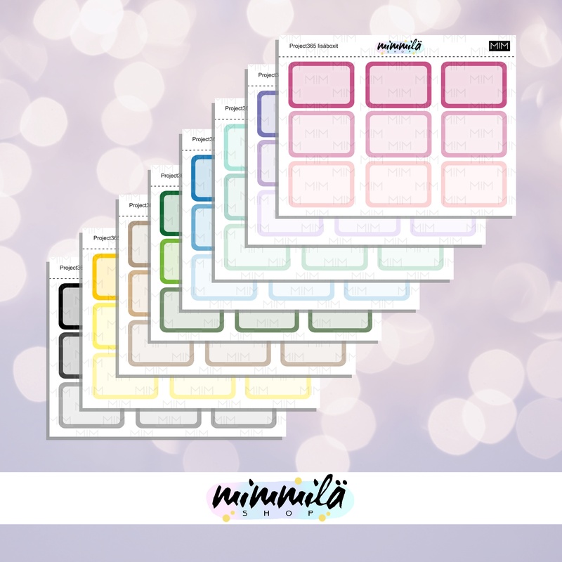 Mimmil&auml; Shop | Project365 Viikkokitti: Lis&auml;boxi -tarra-arkit